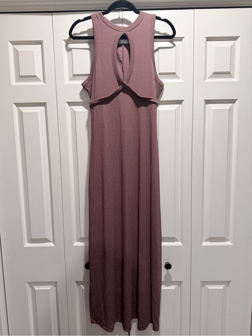ASOS Maternity Ribbed Sleeveless Midi Dress with Keyhole Detail Chocolate 6